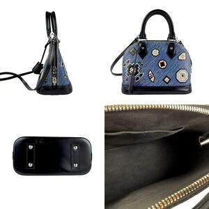 Louis Vuitton Alma Black Bag Blue Crossbody Leather Handbag Epi Denim